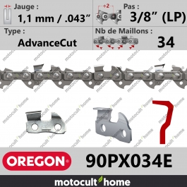 Chaîne de tronçonneuse Oregon 90PX034E AdvanceCut 3/8