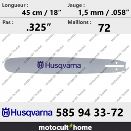 Guide de tronçonneuse Husqvarna 585943372 ( 5859433-72 / 585 94 33-72 ) 45cm
