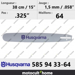 Guide de tronçonneuse Husqvarna 585943364 ( 5859433-64 / 585 94 33-64 ) 38 cm