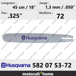 Guide de tronçonneuse Husqvarna 582075372 ( 5820753-72 / 582 07 53-72 ) 45 cm