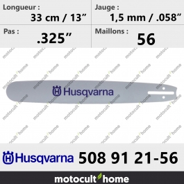 Guide de tronçonneuse Husqvarna 508912156 ( 5089121-56 / 508 91 21-56 ) 33 cm