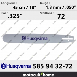 Guide de tronçonneuse Husqvarna 585943272 ( 5859432-72 / 585 94 32-72 ) 45 cm