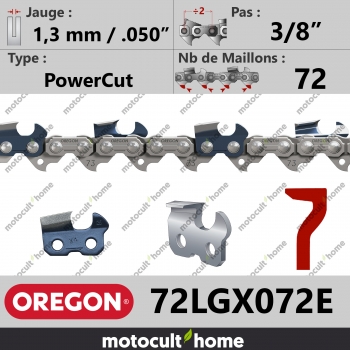 Chaîne de tronçonneuse Oregon 72LGX072E PowerCut 3/8" 1,3mm/.050andquot; 72 maillons-30