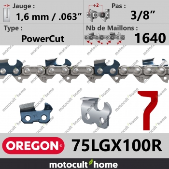 Chaîne de tronçonneuse Oregon 75LGX100R PowerCut 3/8" 1,6mm/.063andquot; 1640 maillons-30