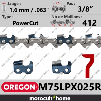 Rouleau de Chaîne de tronçonneuse Oregon M75LPX025R DuraCut 3/8" 1,6mm/.063andquot; 412 maillons-30
