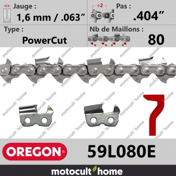 Chaîne de tronçonneuse Oregon 59L080E PowerCut .404" 1,6mm/.063andquot; 80 maillons-30