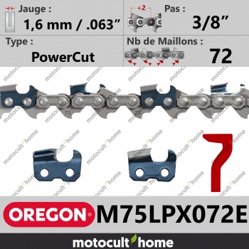Chaîne de tronçonneuse Oregon M75LPX072E DuraCut 3/8" 1,6mm/.063andquot; 72 maillons-30