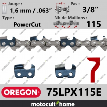 Chaîne de tronçonneuse Oregon 75LPX115E PowerCut 3/8" 1,6mm/.063andquot; 115 maillons-30