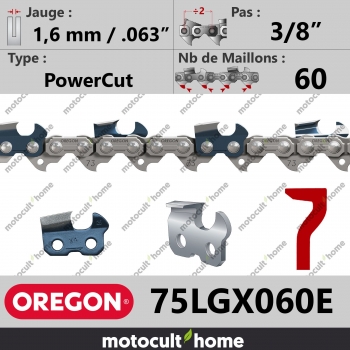 Chaîne de tronçonneuse Oregon 75LGX060E PowerCut 3/8" 1,6mm/.063andquot; 60 maillons-30
