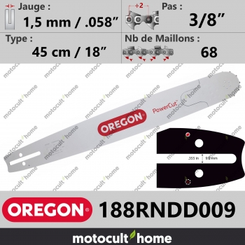 Guide de tronçonneuse Oregon 188RNDD009 PowerCut 45 cm 3/8"-30