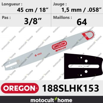 Guide de tronçonneuse Oregon 188SLHK153 Pro-Lite 45 cm-30
