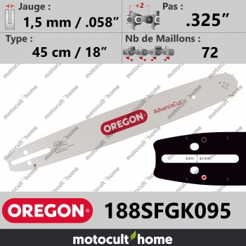 Guide de tronçonneuse Oregon 188SFGK095 AdvanceCut 45 cm .325"-30