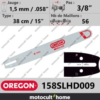 Guide de tronçonneuse Oregon 158SLHD009 Pro-Lite 38 cm 3/8"-30