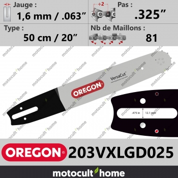 Guide de tronçonneuse Oregon 203VXLGD025 VersaCut 50 cm .325"-30
