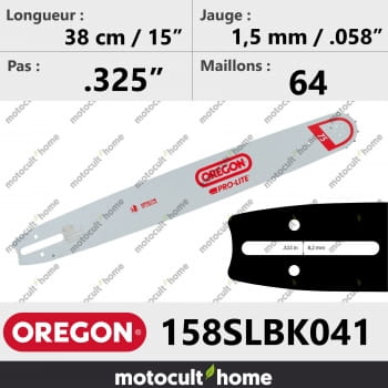 Guide de tronçonneuse Oregon 158SLBK041 Pro-Lite 38 cm-30