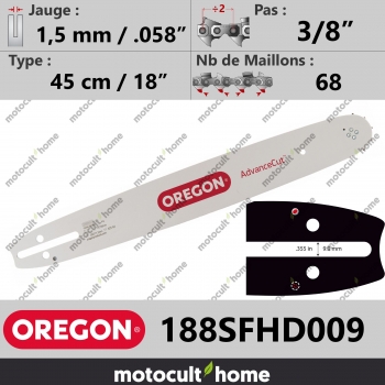 Guide de tronçonneuse Oregon 188SFHD009 AdvanceCut 45 cm 3/8"-30