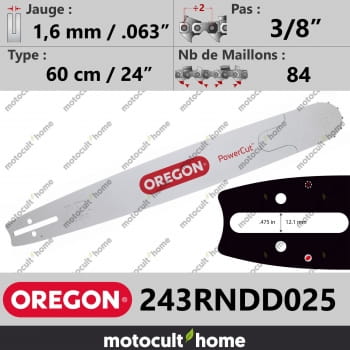 Guide de tronçonneuse Oregon 243RNDD025 PowerCut 60 cm 3/8"-30