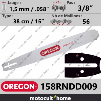 Guide de tronçonneuse Oregon 158RNDD009 PowerCut 38 cm 3/8"-30