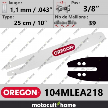 Guide de tronçonneuse Oregon 104MLEA218 Single Rivet 25 cm 3/8"-30