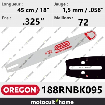 Guide de tronçonneuse Oregon 188RNBK095 Power Match 45 cm-30