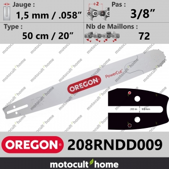 Guide de tronçonneuse Oregon 208RNDD009 PowerCut 50 cm 3/8"-30