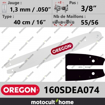 Guide de tronçonneuse Oregon 160SDEA074 Single Rivet 40 cm 3/8"-30