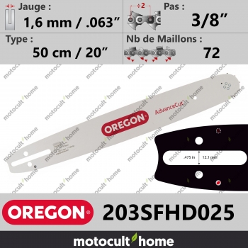 Guide de tronçonneuse Oregon 203SFHD025 AdvanceCut 50 cm 3/8"-30