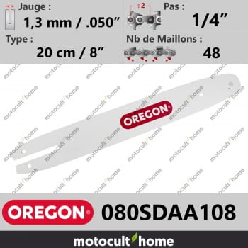 Guide de tronçonneuse Oregon 080SDAA108 Single Rivet 20 cm 1/4"-30