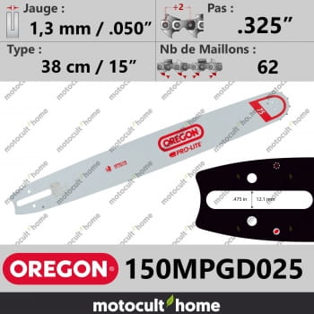 Guide de tronçonneuse Oregon 150MPGD025 Pro-Lite 38 cm .325"-30