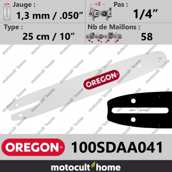 Guide de tronçonneuse Oregon 100SDAA041 Single Rivet 25 cm 1/4"-30