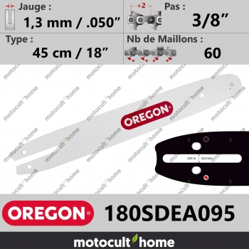 Guide de tronçonneuse Oregon 180SDEA095 Single Rivet 45 cm 3/8"-30
