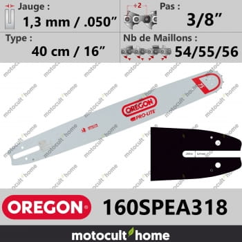 Guide de tronçonneuse Oregon 160SPEA318 Pro-Lite 40 cm 3/8"-30