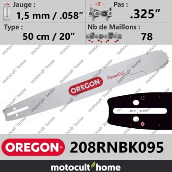 Guide de tronçonneuse Oregon 208RNBK095 PowerCut 50 cm .325"-30