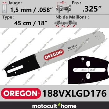 Guide de tronçonneuse Oregon 188VXLGD176 VersaCut 45 cm .325"-30