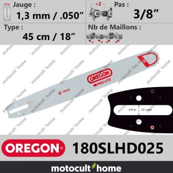 Guide de tronçonneuse Oregon 180SLHD025 Pro-Lite 45 cm 3/8"-30