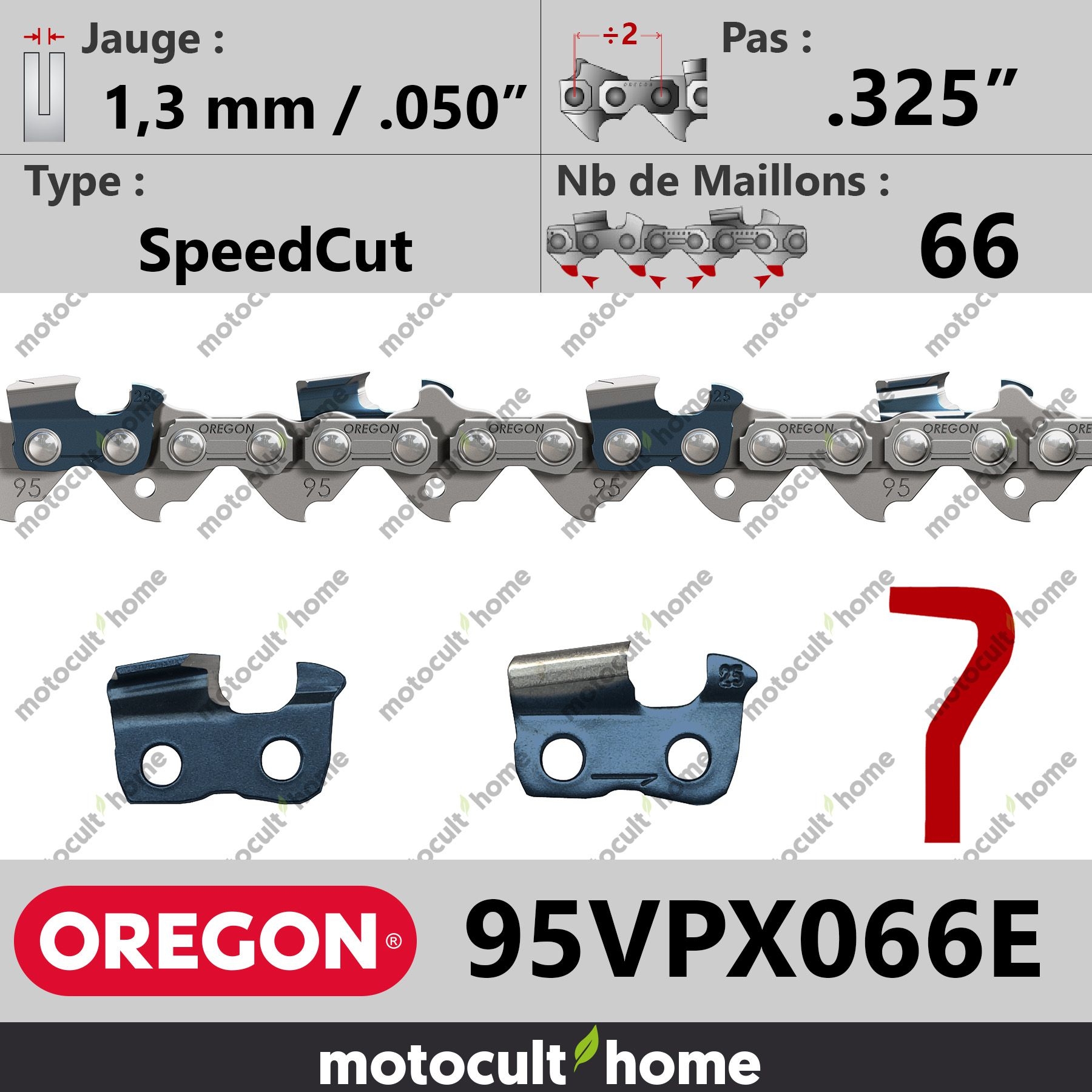 chaine de tronconneuse Carlton / Oregon 40cm 325 1.3 66 MAILLONS 95VPX066E