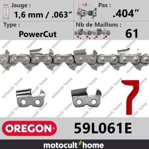 Chaîne de tronçonneuse Oregon 59L061E PowerCut .404" 1,6mm/.063andquot; 61 maillons-20
