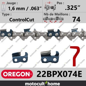 Chaîne de tronçonneuse Oregon 22BPX074E ControlCut .325" 1,6mm/.063andquot; 74 maillons-20