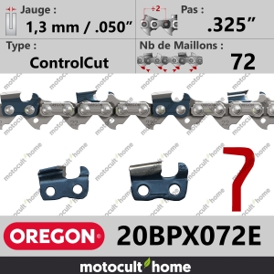 Chaîne de tronçonneuse Oregon 20BPX072E ControlCut .325" 1,3mm/.050andquot; 72 maillons-20