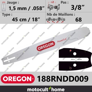 Guide de tronçonneuse Oregon 188RNDD009 PowerCut 45 cm 3/8"-20
