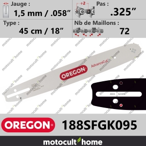 Guide de tronçonneuse Oregon 188SFGK095 AdvanceCut 45 cm .325"-20