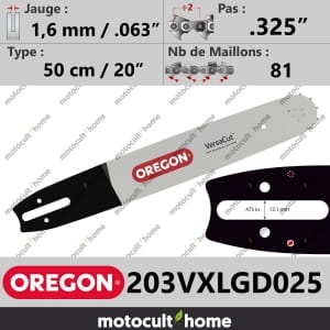 Guide de tronçonneuse Oregon 203VXLGD025 VersaCut 50 cm .325"-20
