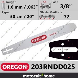 Guide de tronçonneuse Oregon 203RNDD025 PowerCut 50 cm 3/8"-20