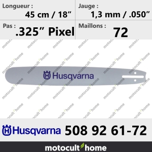 Guide de tronçonneuse Husqvarna 508926172 ( 5089261-72 / 508 92 61-72) 45 cm-20