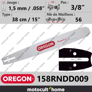 Guide de tronçonneuse Oregon 158RNDD009 PowerCut 38 cm 3/8"-20