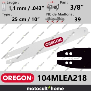 Guide de tronçonneuse Oregon 104MLEA218 Single Rivet 25 cm 3/8"-20