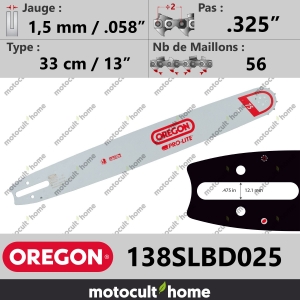 Guide de tronçonneuse Oregon 138SLBD025 Pro-Lite 33 cm .325"-20