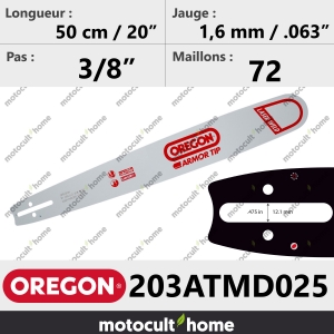 Guide de tronçonneuse Oregon 203ATMD025 Armor Tip 50 cm-20