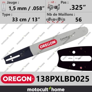 Guide de tronçonneuse Oregon 138PXLBD025 ControlCut 33 cm .325"-20