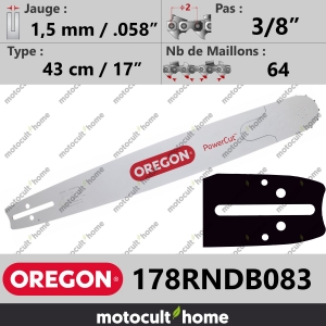 Guide de tronçonneuse Oregon 178RNDB083 PowerCut 43 cm 3/8"-20